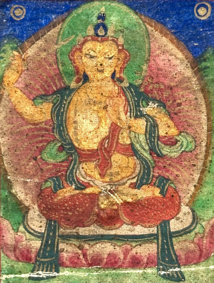 Antigua pintura budista tibetana Tsakli deidad miniatura Thangka siglo XIX asiática 4 Foto 2 de 4