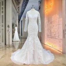 Elegant Mermaid Wedding Dresses Sweetheart Appliques Long Sleeves Bridal Gowns