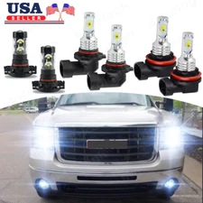 6000K LED Headlights+Fog Light Bulbs Kit For GMC Sierra 1500 2500 3500 2007-2013