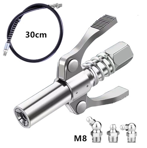 Grease Gun Coupler High Pressure Quick Release Lock Nozzles w/Hose For 1/8"NPT - Picture 10 of 18