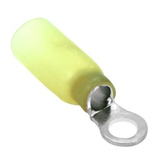 25 Heat Shrink Ring Terminal Connector Yellow 12-10 GA AWG Gauge 8 Crimp Wire