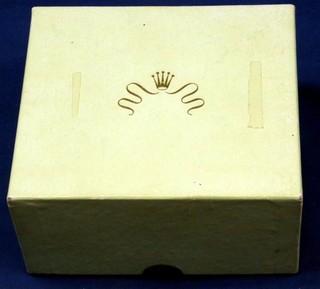 BW 84. ROLEX WATCH BOX FROM 1964. BOX MEASURES 4 1/2" X 4 1/2" X 2 1/8". OUTER