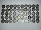 Mercury Dimes 90% Silver Coins $5 Face Lot of 50 Mixed Dates Full Roll