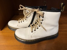 Dr. Martens Air Wair Youth Size 1 US White Leather Lace Up Side Zip Boots 1460J