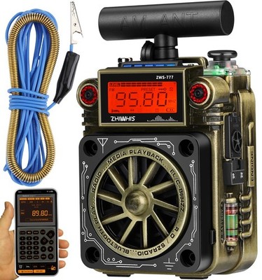 ZHIWHIS Shortwave Radio with Bluetooth and NOAA Alert, AM FM Silver or Gray 