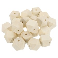 20 Pcs Geometric Wood Beads, 25mm/0.98inch Natural Color Loose Spacer Beads
