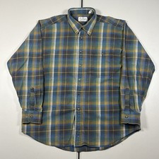 Vintage 70s 80s Sears Roebuck Long Sleeve Plaid Flannel Shirt Button Up Size XL