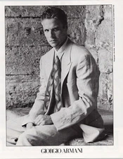 Giorgio Armani 1989 Original Black White Print Ad Fashion Suit