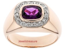Natural Amethyst  CZ Gemstones Rose Gold Plated 925 Sterling silver Ring  J58