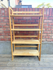 Mid Century Style Folding Wooden Shelving Unit - Bookcase / Plant Stand - 126cm
