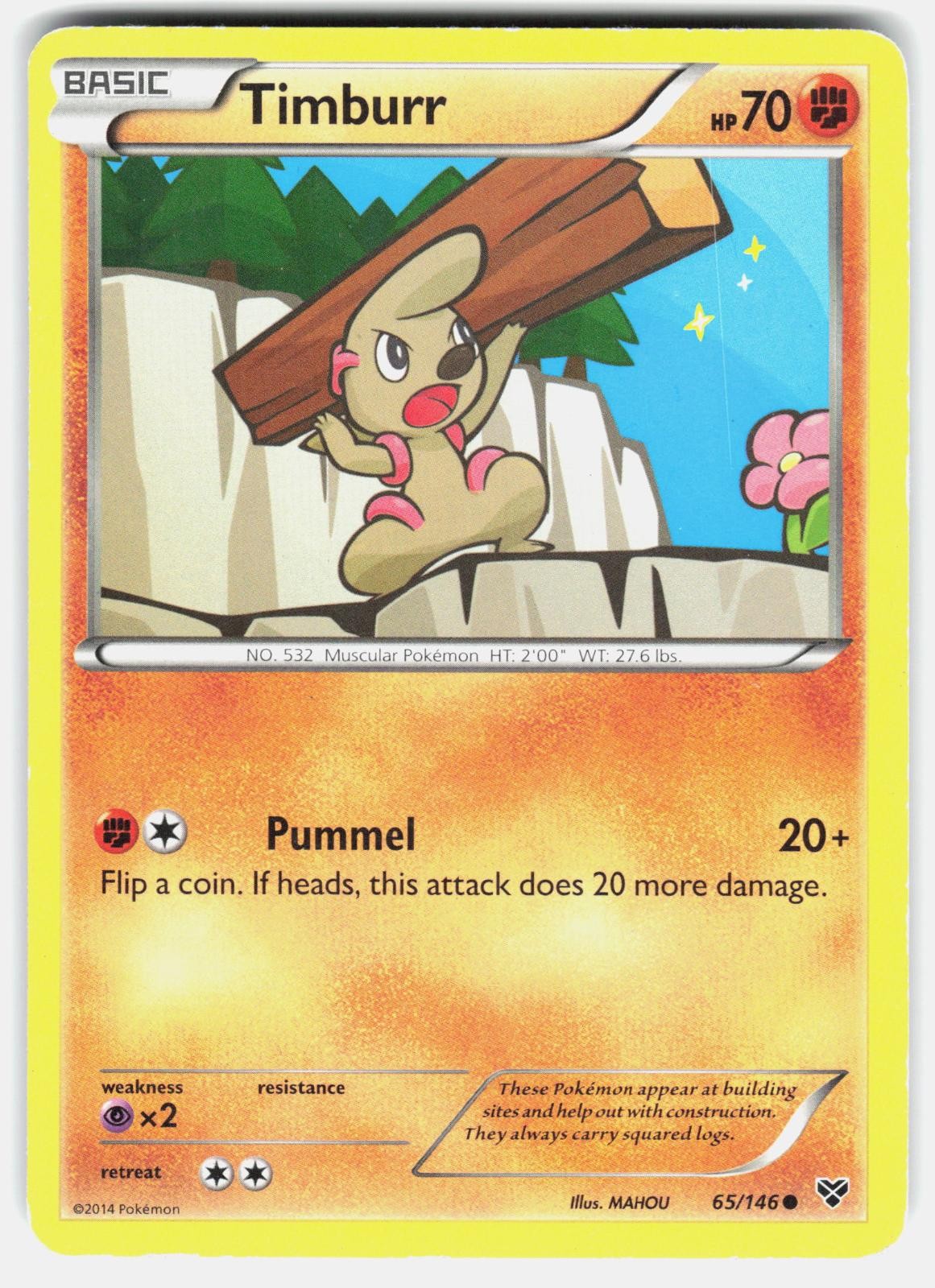 Timburr 65/146 Common XY Base Set Pokemon Moderately Played