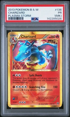 PSA 1 MK Charizard 136/135 2013 Plasma Storm Secret Rare Pokemon Card