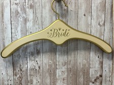 Vintage Wood Painted Bride Dress Hanger 18  Beige Gold. FREE SHIPPING