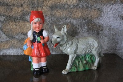 vintage HEISSNER red riding hood + wolf WEST GERMANY PLASTIC