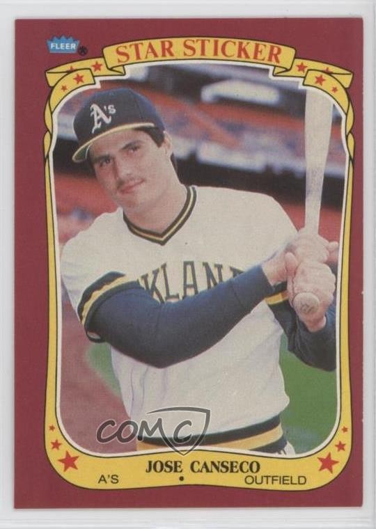 1986 Fleer Star Stickers Jose Canseco #19 Rookie RC 3i2