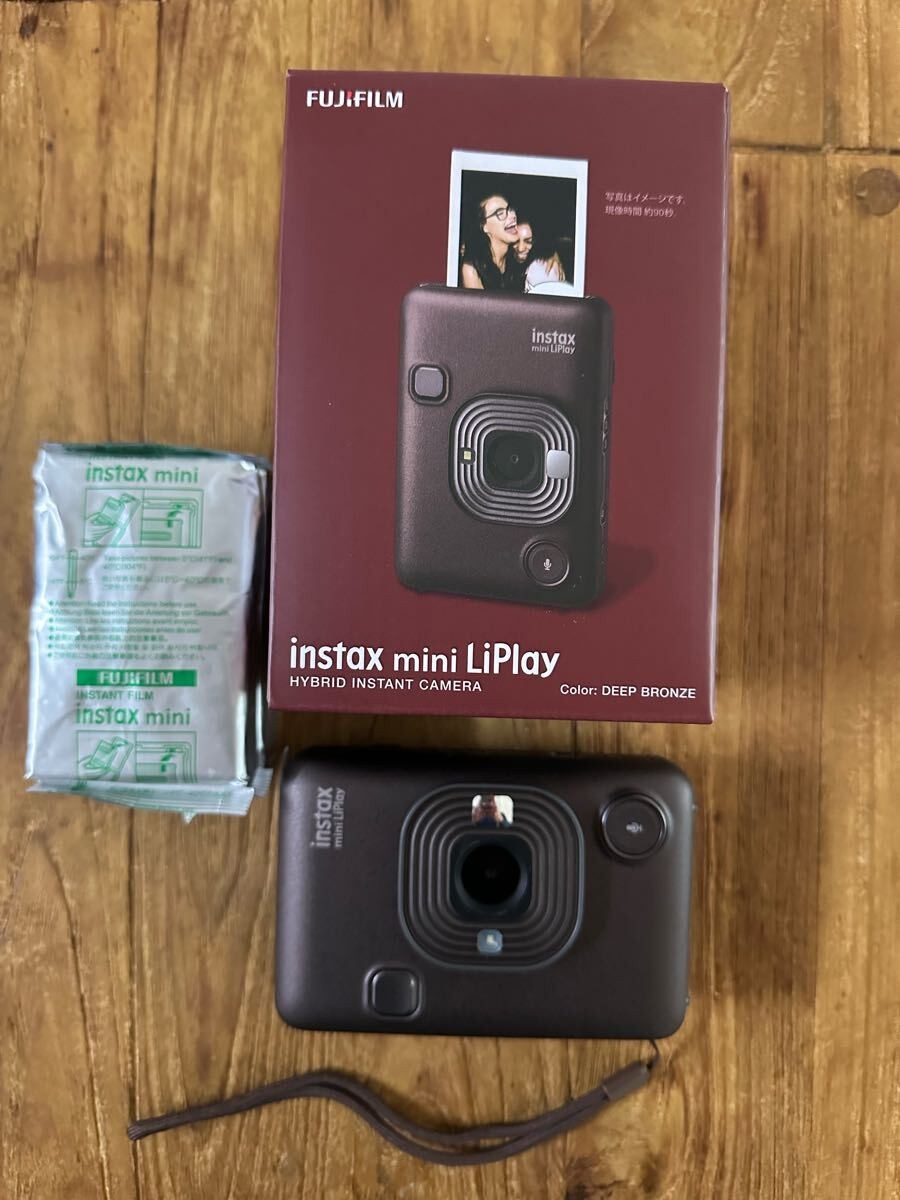 Fujifilm Instax Mini LiPlay Instant Camera Deep Bronze with Case & Film Bundle