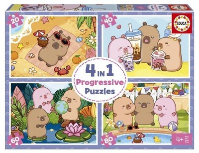 NEW EDUCA  Jigsaw Puzzle 4 in 1  Pieces Cute Animals Theme Capyfun