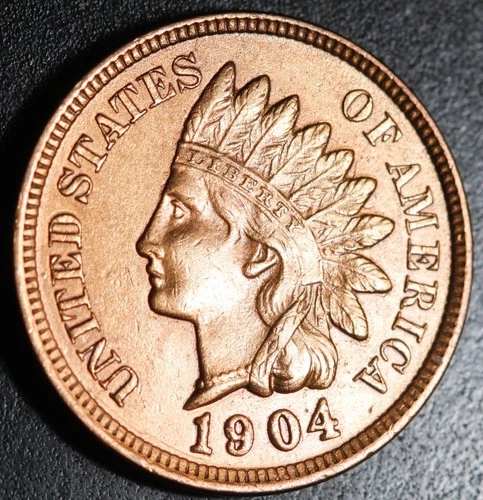 1904 INDIAN HEAD CENT - With LIBERTY & Near 4 DIAMONDS - AU UNC