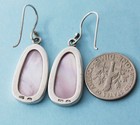 Vintage Sterling Silver 925 Pinkish Mother of Pearl Dangle Earrings Hooks 1 3/8" — photo 8