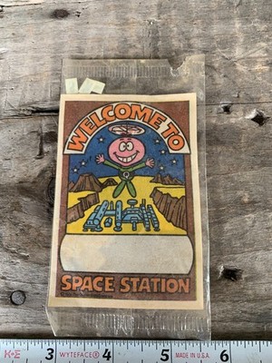 vintage Quisp cereal premium 1980 mini personalize door sign sealed Space Stati