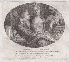 Lovers Couple Amoureux Engraving Copperplate B. Picart 1705