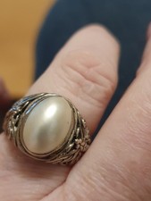 925 Siver Ring With Faux Pearl And Decorative Dragonfly Detail