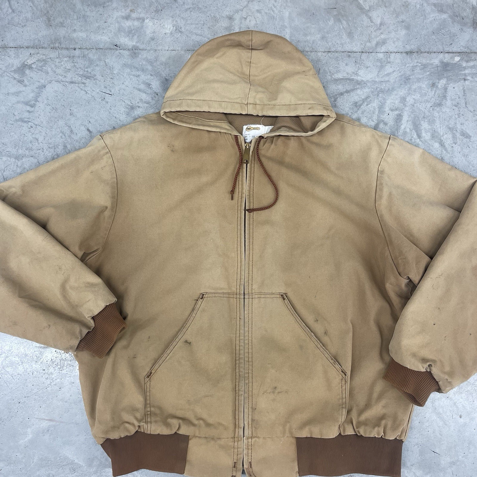 Vintage Key Workwear Hooded Canvas Jacket Mens 2XL USA Brown 90s Carhartt Style