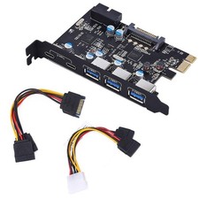 PCI-E to Type C 2 ,Type A 3 USB 3.0 5-Port PCI Express Expansion Card Expa...