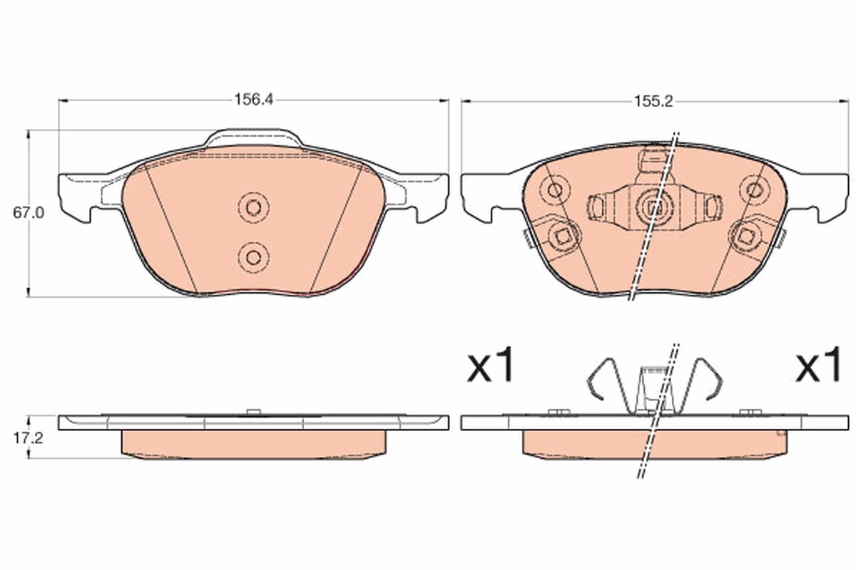 Fits TRW GDB2059 BRAKE PAD SET, DISC BRAKE