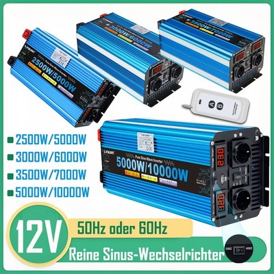 2500W 3000W 3500W Reiner Sinus Wechselrichter 5000W 12V 24V zu 230V USB Inverter