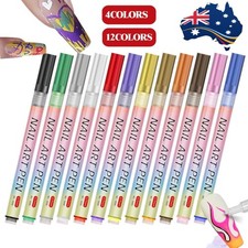 4/12x 3D Nail Art Drawing Pen Waterproof Painting Liner Drawing Embellishing