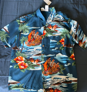 King Kameha Camicia Hawaiana Uomo - Manica Corta, Stampa Teschio - Colore Multi-Blu - Vestibilità Stretta - Taglia 11XL - 2