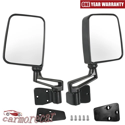 Pair Black View Door Mirrors Manual Side Set Right Left For 87-02 Jeep Wrangler
