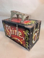 Vintage Wood/ Metal Shoe Shine Box "5 Cent Shine" Circus Carnival Theme