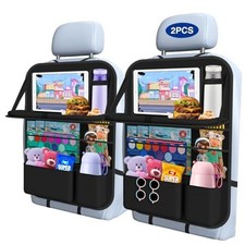 Car Backseat Organizer with Table Tray 2-Pack 9 2 Pack with Food Tray-Black