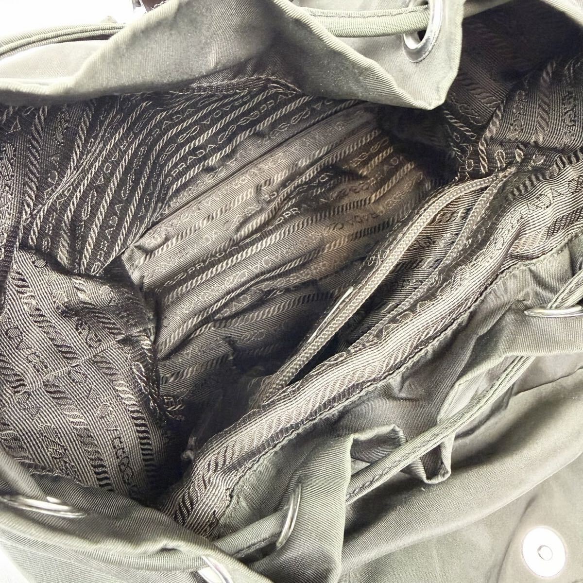 Prada Nylon Backpack Khaki Rucksack Vintage Authentic thumbnail 6