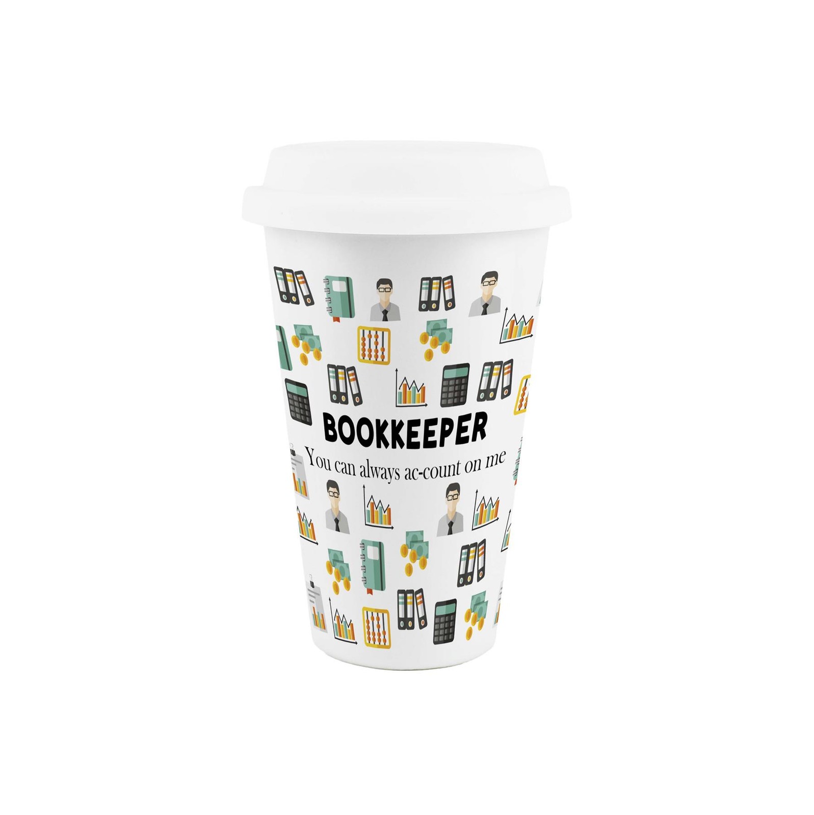 Bookkeeper Ceramic Travel Mug - Novelty Accountant Trades Drinks Cup Gift