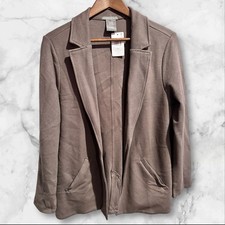 Matty M Knit Blazer Women's Size Large Pebble Boyfriend Blazer Jacket Office