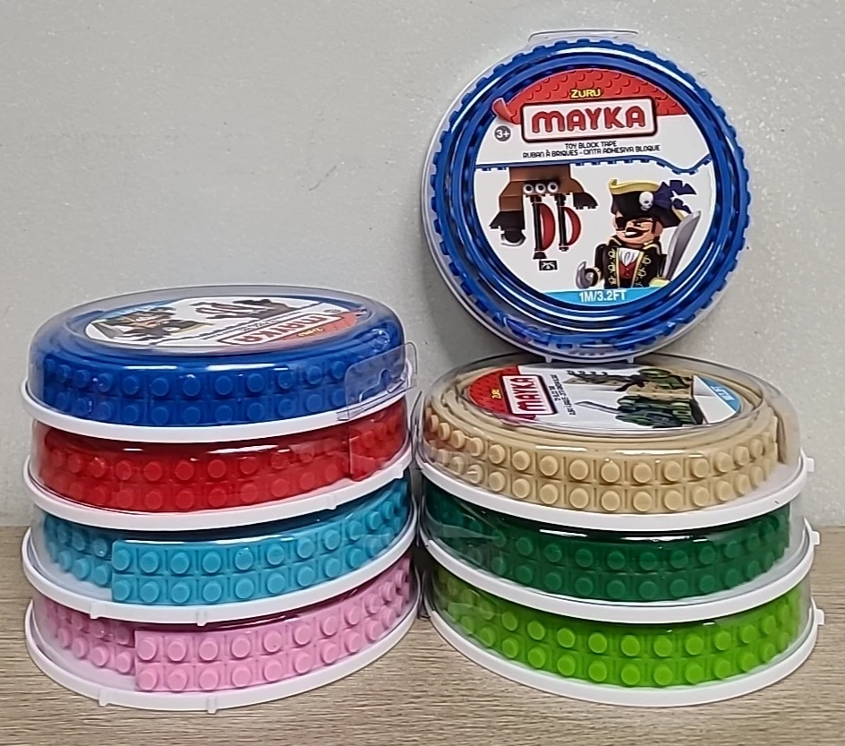 7 X Zuru Mayka Toy Block Tape 1M / 3.2 Ft 2 Stud Red Blue Green Bundle + BONUS - Image 4 of 4