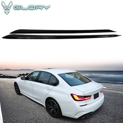 Fits 19-25 BMW G20 M Sport Bumper Side Skirt M-Performance Gloss Black 2PC ABS