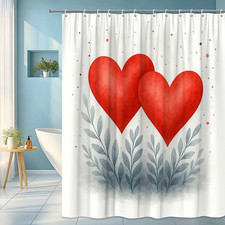 Romantic Red Hearts Shower Curtain for Love-Themed Bathroom Decor