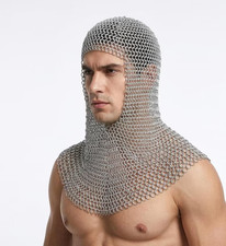 Handmade Chainmail Coif, Aluminium Hood, Medieval Knight Armor, LARP Costume Gea