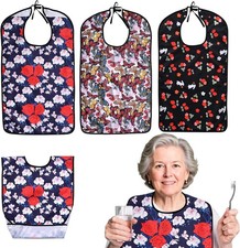 3 Pcs Adult Bibs For Women With Crumb Adult, Flower and Butterfly