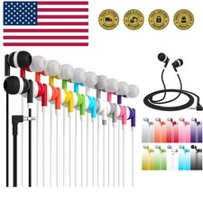 Bulk Earbuds with 3.5 mm Headphone Plug - 10 Pack Wholesale Bundle - Multi Color