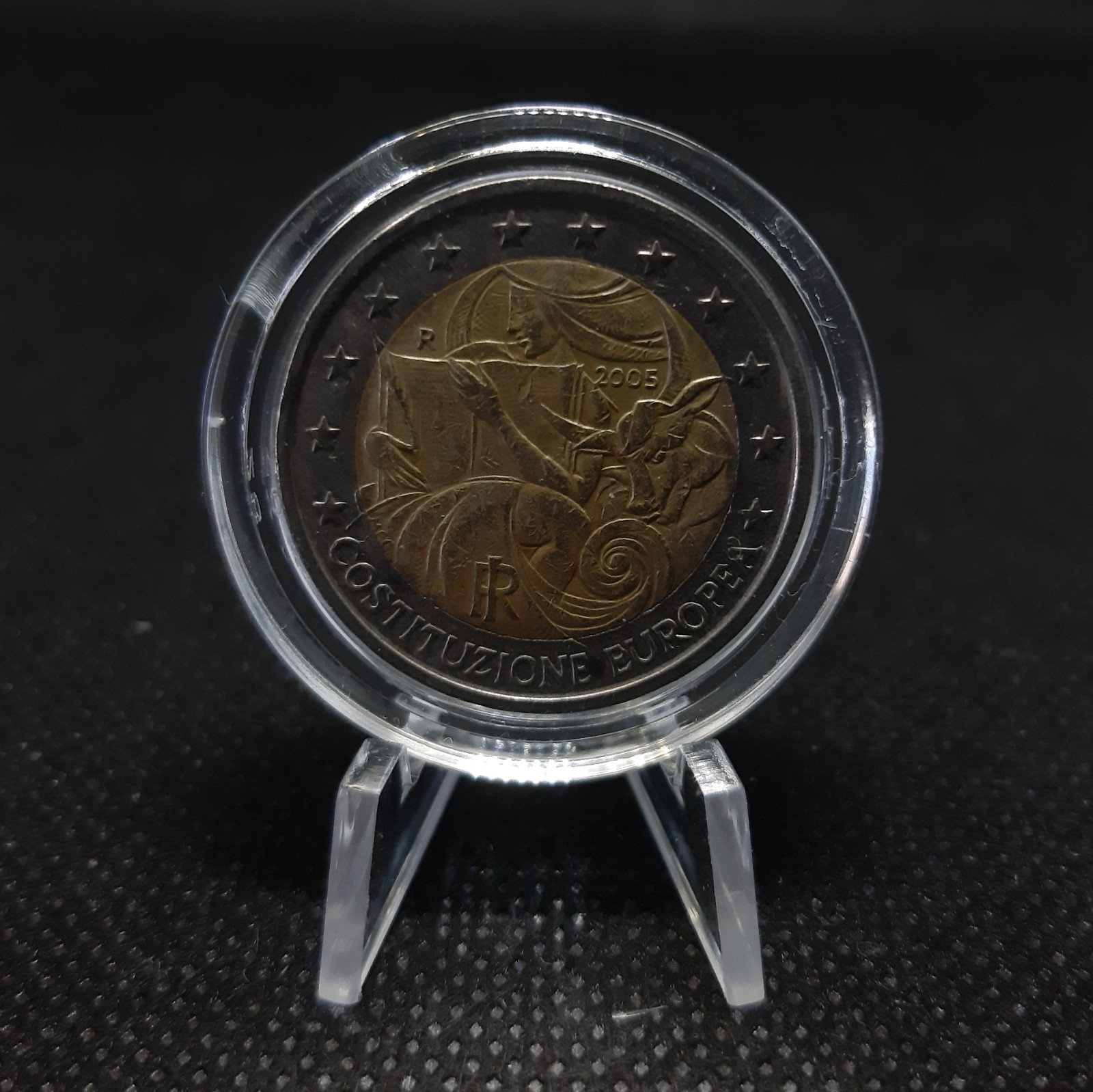 2 euros Italie 2005 - 1 an de la Constitution Européenne, B, sous capsule.