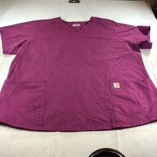 Women's Carhartt FORCE Modern Fit Fuchsia/Burgandy Medical Scrub Top 3XL. C12113