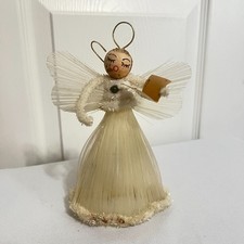 Vintage Angel Christmas Tree Topper Fiberglass Spun Cotton Made In Japan