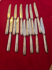 12 COUTEAUX en Métal Argenté , long 18 cm,  Orfèvre RAVINET D'ENFER