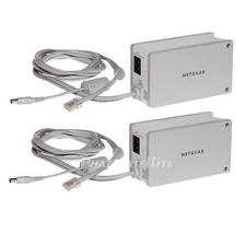 2x NETGEAR POWERLINE INTERNET ADAPTERS WIRELESS ETHERNET OVER WALL PLUG 85mbps