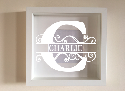 Box Frame Vinyl Decal Sticker Wall art Quote Monogram flourish name - Picture 4 of 12